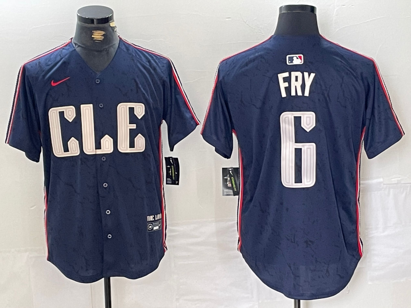 Men's Cleveland Guardians #6 David Fry Navy 2024 City Connect Limited Stitched Jersey