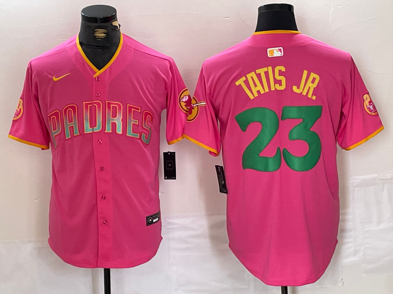 Men's San Diego Padres #23 Fernando Tatis Jr. Pink Cool Base Stitched Baseball Jersey