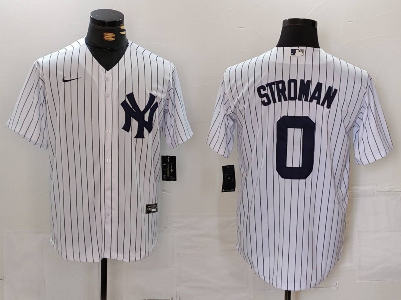 Men's New York Yankees #0 Marcus Stroman White Cool Base Stitched Jersey