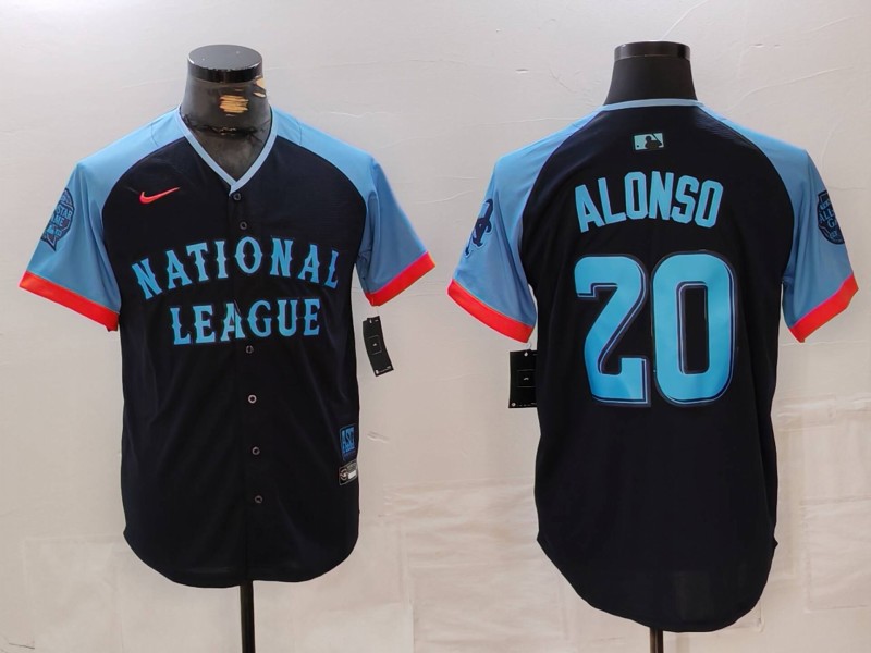 Men's New York Mets #20 Pete Alonso Navy 2024 All Star Limited Stitched Jersey