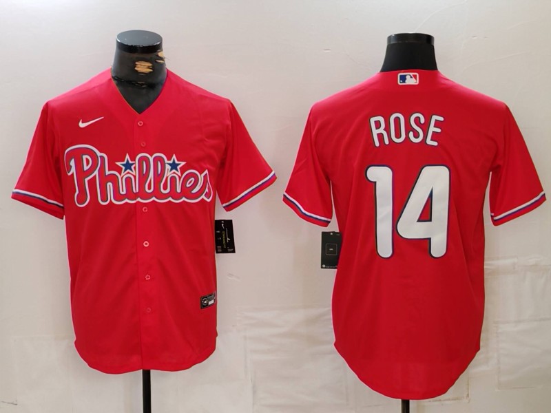 Men's Philadelphia Phillies #14 Pete Rose Red Cool Base Stitched Jersey