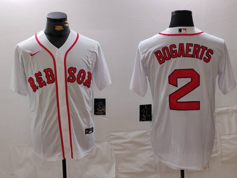 Men's Boston Red Sox #2 Xander Bogaerts White Cool Base Stitched Jersey