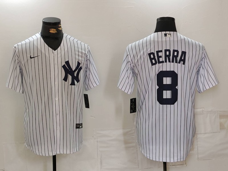 Men's New York Yankees #8 Yogi Berra White Stitched Nike Cool Base Throwback Jersey