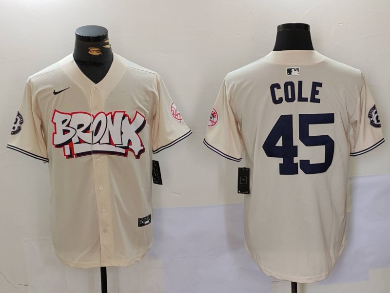 Men's New York Yankees #45 Gerrit Cole Cream Limited Stitched Baseball Jersey