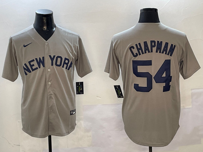 Men's New York Yankees #54 Aroldis Chapman Grey Cool Base Stitched Baseball Jersey