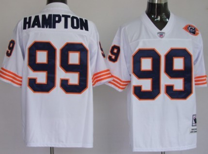 Chicago Bears #99 Dan Hampton White Throwback With Bear Patch Jersey