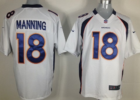 Nike Denver Broncos #18 Peyton Manning White Game Jersey