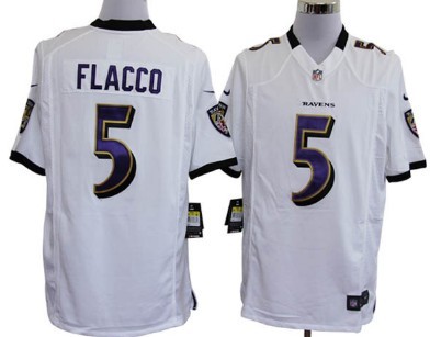 Nike Baltimore Ravens #5 Joe Flacco White Game Jersey