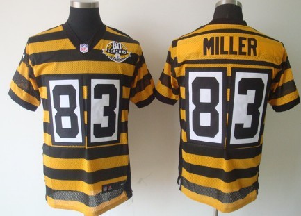 Nike Pittsburgh Steelers #83 Heath Miller Yellow With Black Throwback 80TH Jersey