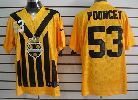 Nike Pittsburgh Steelers #53 Maurkice Pouncey 1933 Yellow Throwback Jersey