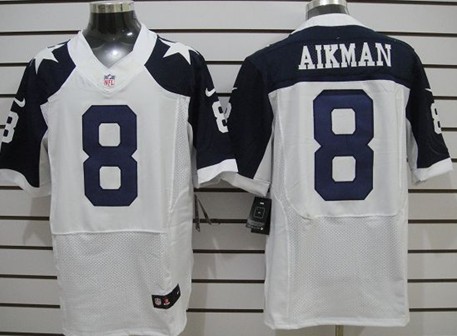 Nike Dallas Cowboys #8 Troy Aikman White Thanksgiving Elite Jersey