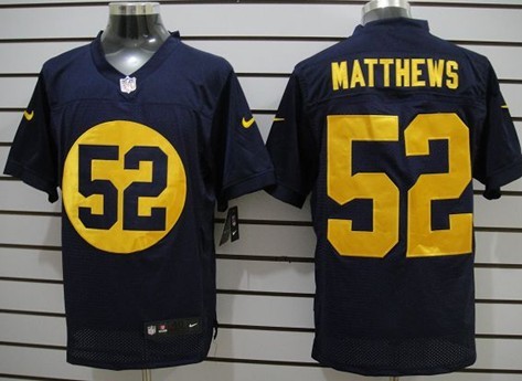 Nike Green Bay Packers #52 Clay Matthews Navy Blue Elite Jersey