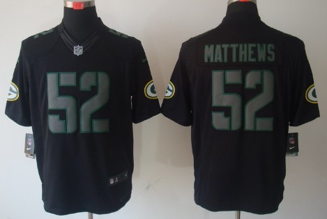 Nike Green Bay Packers #52 Clay Matthews Black Impact Limited Jersey