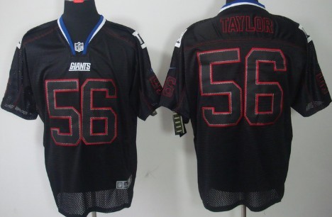 Nike New York Giants #56 Lawrence Taylor Lights Out Black Elite Jersey