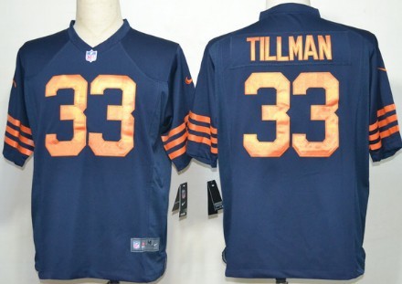 Nike Chicago Bears #33 Charles Tillman Blue With Orange Game Jersey