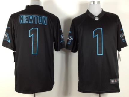 Nike Carolina Panthers #1 Cam Newton Lights Out Black Game Jersey