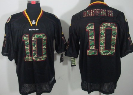 Nike Washington Redskins #10 Robert Griffin III Black With Camo Elite Jersey