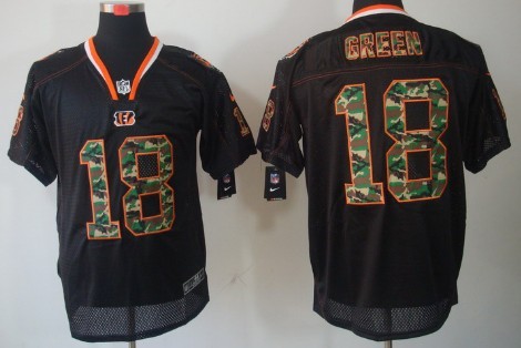 Nike Cincinnati Bengals #18 A.J. Green Black With Camo Elite Jersey