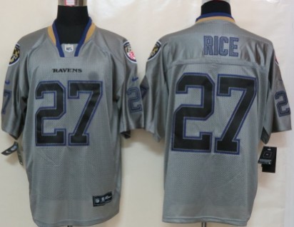 Nike Baltimore Ravens #27 Ray Rice Lights Out Gray Elite Jersey