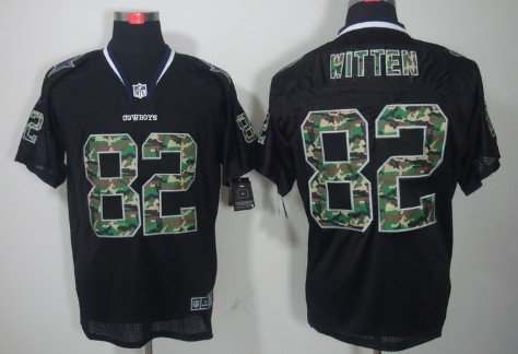 Nike Dallas Cowboys #82 Jason Witten Black With Camo Elite Jersey