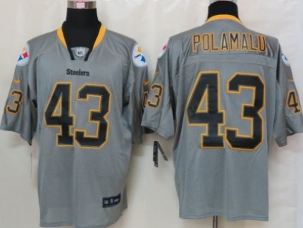 Nike Pittsburgh Steelers #43 Troy Polamalu Lights Out Gray Elite Jersey