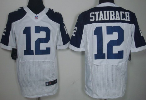 Nike Dallas Cowboys #12 Roger Staubach White Thanksgiving Elite Jersey