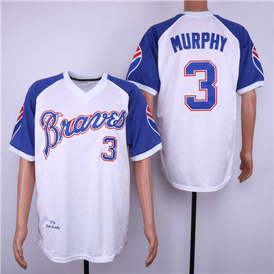 Atlanta Braves 3 Dale Murphy White 1974 Throwback Jersey