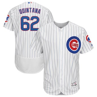 Men's Chicago Cubs 62 Jose Quintana Majestic White Flex Base Authentic Collection Player Jersey