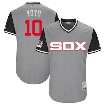 Men's Chicago White Sox 10 Yoan Moncada Yoyo Majestic Gray 2018 Players' Weekend Authentic Jersey