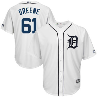 Men's Detroit Tigers 61 Shane Greene Majestic White Cool Base Player Jersey