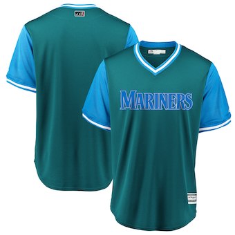 Men's Seattle Mariners Blank Majestic Aqua 2018 Players' Weekend Team Cool Base Jersey