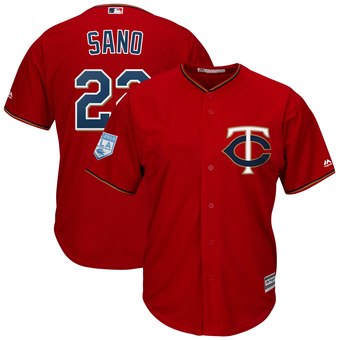 Men's Minnesota Twins 22 Miguel Sano Majestic Scarlet 2019 Spring Training Cool Base Player Jersey