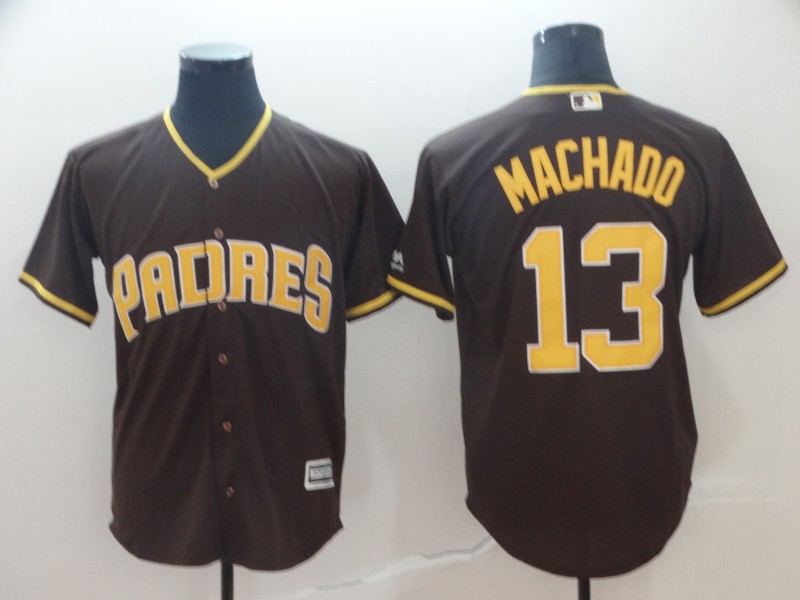 Men's San Diego Padres 13 Manny Machado Brown Cool Base Jersey