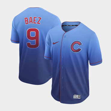 Men's Chicago Cubs 9 Javier Baez Blue Drift Fashion Jersey