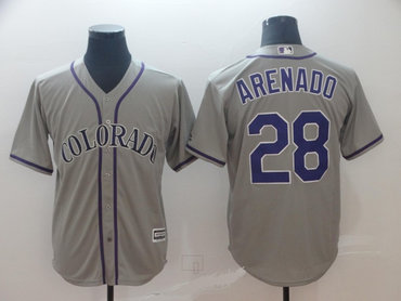 Men's Colorado Rockies 28 Nolan Arenado Gray Cool Base Jersey