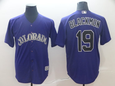 Men's Colorado Rockies 19 Charlie Blackmon Purple Cool Base Jersey