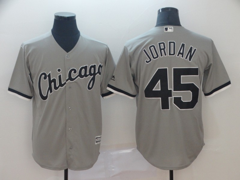 Men's Chicago White Sox 45 Michael Jordan Gray Cool Base Jersey