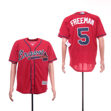 Men's Atlanta Braves 5 Freddie Freeman Red Cool Base Jersey