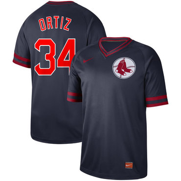 Men's Boston Red Sox 34 David Ortiz Black Throwback Jersey