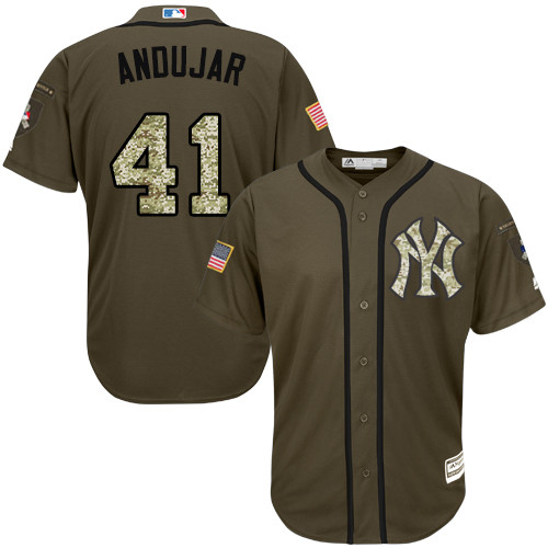 Men's New York Yankees #41 Miguel Andujar Green Salute to Service Stitched Baseball Jersey