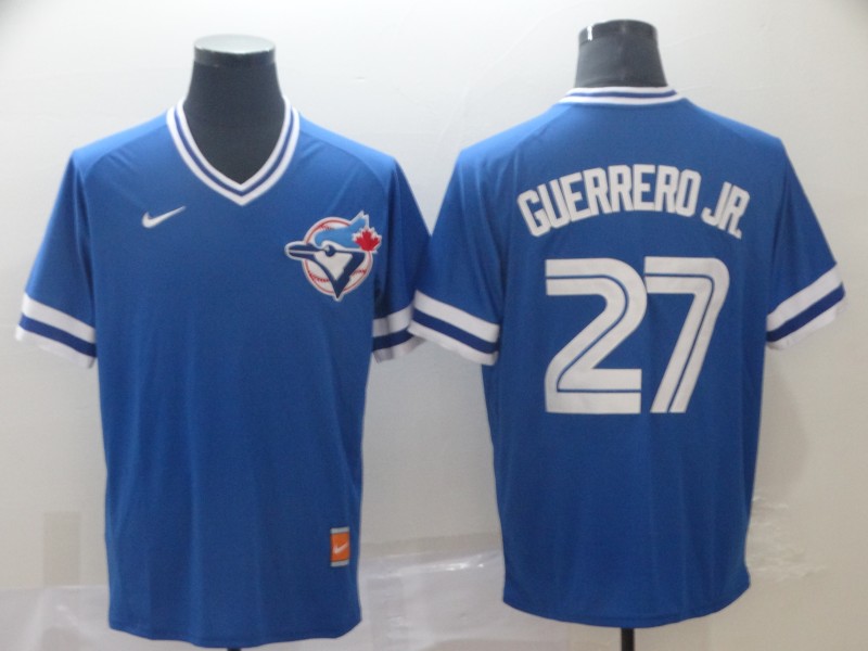 Men's Toronto Blue Jays 27 Vladimir Guerrero Jr. Royal Throwback Jersey