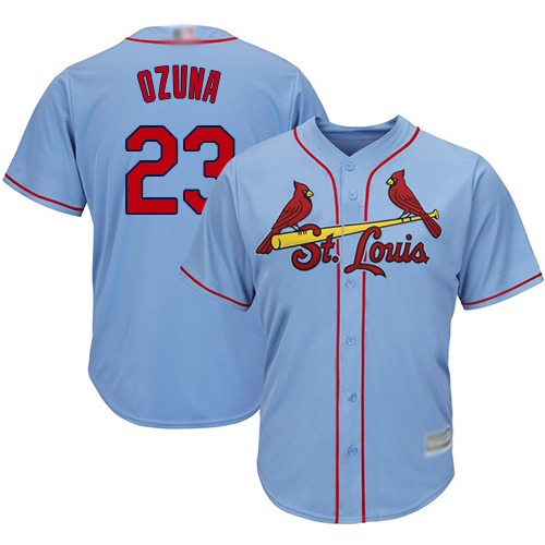 Men's St. Louis Cardinals #23 Marcell Ozuna Alternate Cool Base Light Blue Jersey