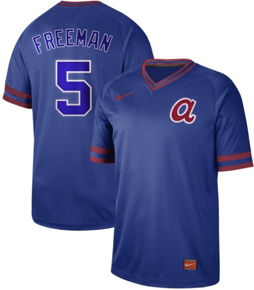 Braves #5 Freddie Freeman Royal Authentic Cooperstown Collection Stitched Baseball Jersey