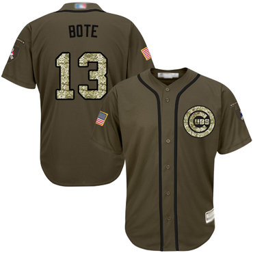 Cubs #13 David Bote Green Salute to Service Stitched Baseball Jersey