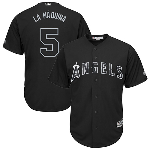 Angels of Anaheim #5 Albert Pujols Black La Maquina Players Weekend Cool Base Stitched Baseball Jersey