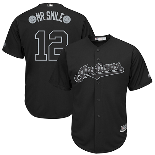 Indians #12 Francisco Lindor Black Mr. Smile Players Weekend Cool Base Stitched Baseball Jersey