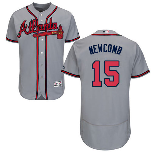 Atlanta Braves #15 Men's Sean Newcomb Authentic Grey Road Flex Base Baseball Jersey