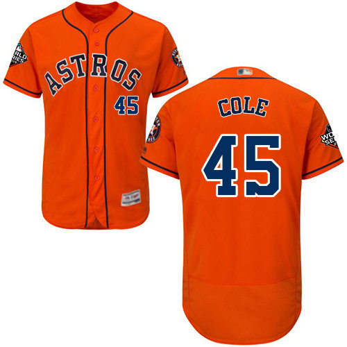 Astros #45 Gerrit Cole Orange Flexbase Authentic Collection 2019 World Series Bound Stitched Baseball Jersey