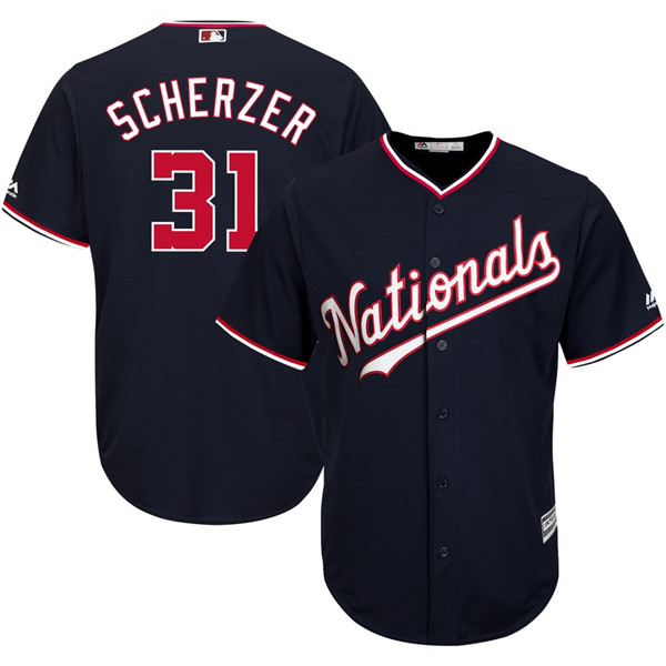 Men's Washington Nationals #31 Max Scherzer Navy Cool Base Jersey