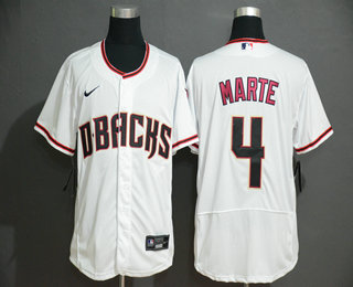 Men's Arizona Diamondback #4 Ketel Marte White Stitched Nike MLB Flex Base Jersey